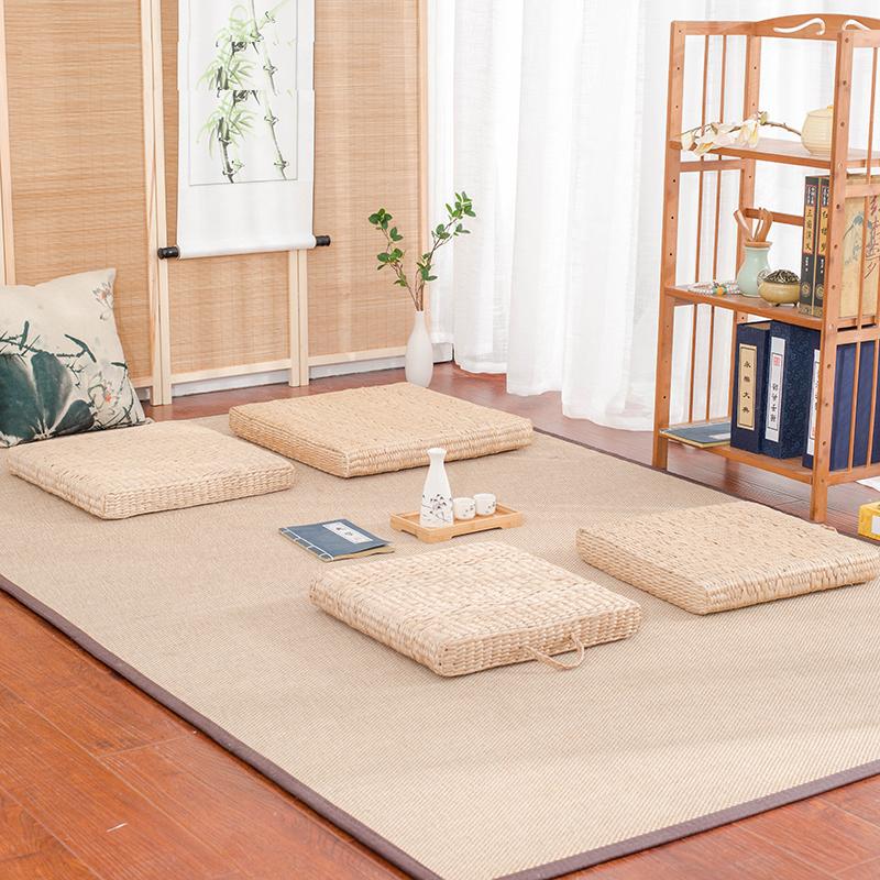 Pastoral wind straw Japanese meditation cushion tatami mat rattan futon sofa cushion home decoration cushion meditation yoga mat